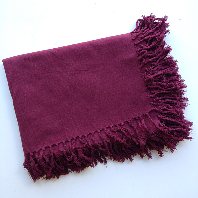 BLANKET (Throw), Burgundy Cotton